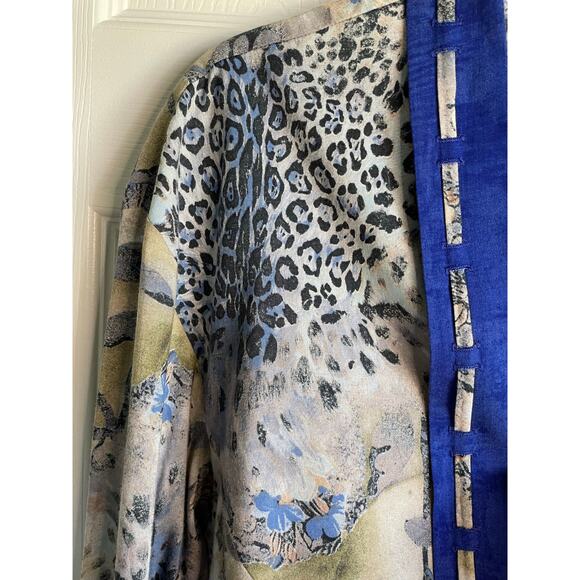 Vintage Pierre Lamonte Open Front Jacket Trim Detail Sz 12 Made in USA Artsy - Picture 8 of 13